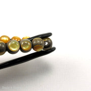 Graywood Bead with Gold Mother of Pearl Inlay Round 8mm (8-Inch Strand)