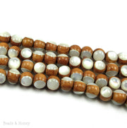 Bayong Wood Bead with White Mother of Pearl Inlay Round 8mm (8-Inch Strand)