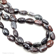 Chinese Bloodstone Beads Oval Puffed 14x10mm (15.5-Inch Strand)