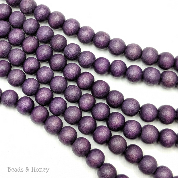 Dyed Wood Bead Dark Purple Round 8mm (16-Inch Strand)