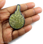 Vintage Recycled Sawdust Pendant Gold/Olive Green Abstract Key Design 50x32mm (1pc)