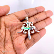 Handmade Sterling Silver Filigree Pendant Inlaid with Abalone Shell 40x35mm (1pc)