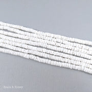White Clam Shell Heishi Beads 4-5mm (16-Inch or 24-Inch Strand)