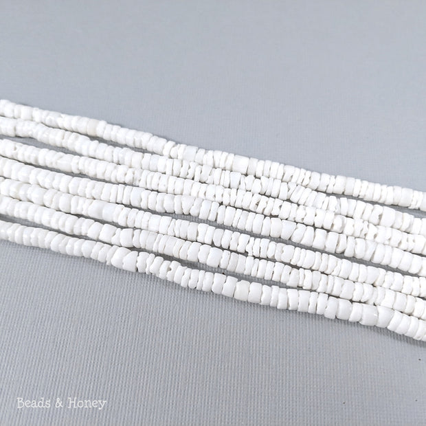White Clam Shell Heishi Beads 4-5mm (16-Inch or 24-Inch Strand)