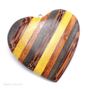 Mosaic Mixed Wood Heart Pendant with Stainless Steel Bail 56x52x10mm (1pc)