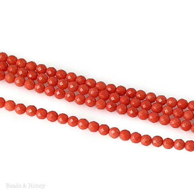Orange Bamboo Coral Bead Round Faceted 6mm (16-Inch Strand)