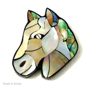 Mosaic Shell Inlaid Resin Cabochon Horse 35x30mm (1pc)