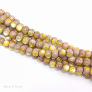 Rosewood Bead with Gold Mother of Pearl Inlay Round 6mm (8-Inch Strand)
