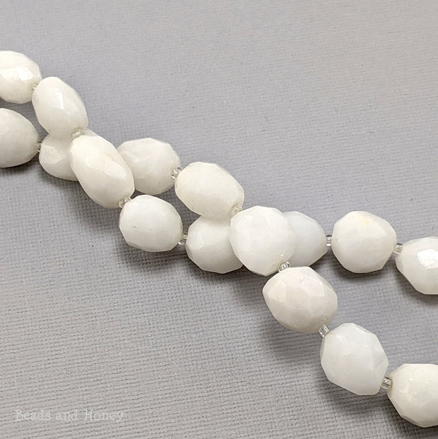 White Agate Bead Nugget Faceted 12-14mm (12-Inch Strand)