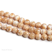Natural Mother of Pearl Gold/White Round 10mm (15-Inch Strand)