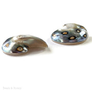 Nautilus Shell Flat Back Components "Strawberry" Pattern #3 30x24mm (Pair)