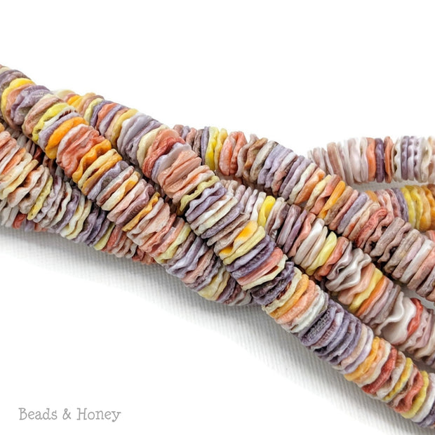 Pecten Shell Bead Multicolored Heishi 9mm (16-Inch Strand)