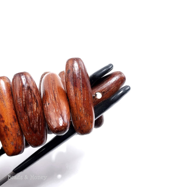 Bayong Wood Bead Capsule/Oval Side Drill 24x8mm (8-Inch Strand)