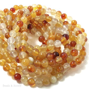 Natural Carnelian Bead Multicolored Round Smooth 6mm (16-Inch Strand)
