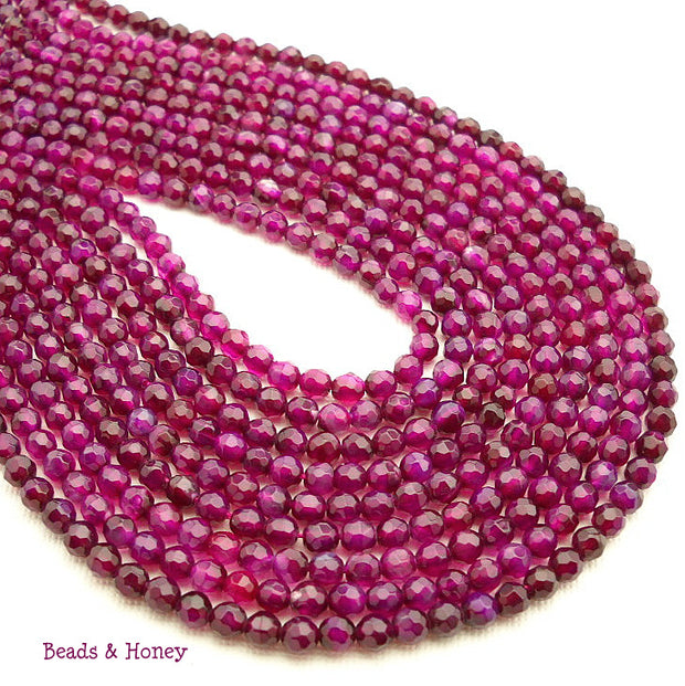 Agate Fired Magenta Round Faceted 4mm (Full-Strand)