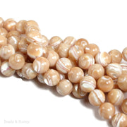 Natural Mother of Pearl Gold/White Round 10mm (15-Inch Strand)