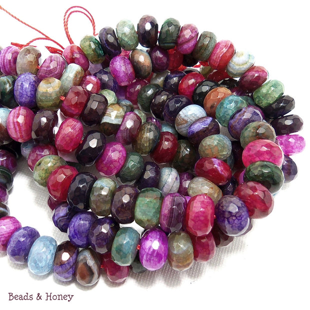Agate Fired Purple Rainbow Rondelle Faceted 10mm (Half Strand)