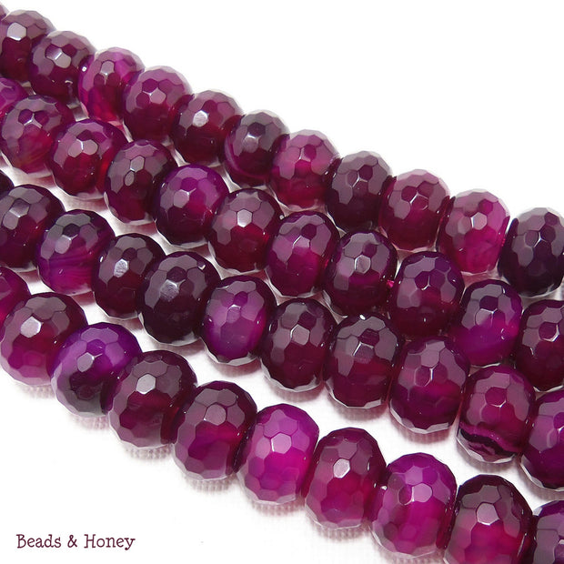 Agate Fired Magenta Rondelle Faceted 12mm (Half Strand)