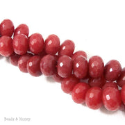 Dyed Jade Bead Dark Pink Rondelle Faceted 12x8mm (15.5 Inch Strand) 