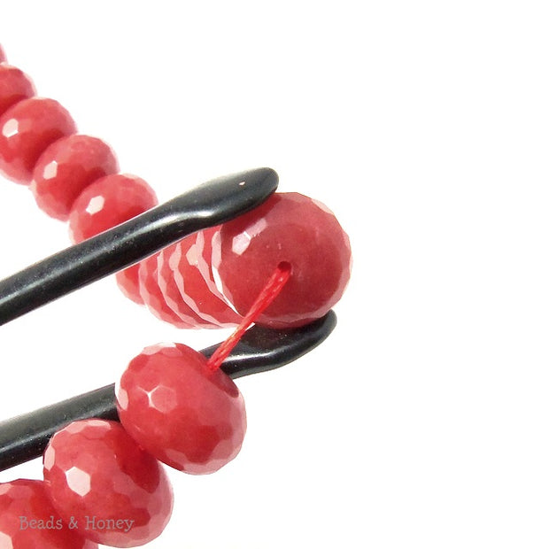 Dyed Jade Bead Dark Pink Rondelle Faceted 12x8mm (15.5 Inch Strand) 
