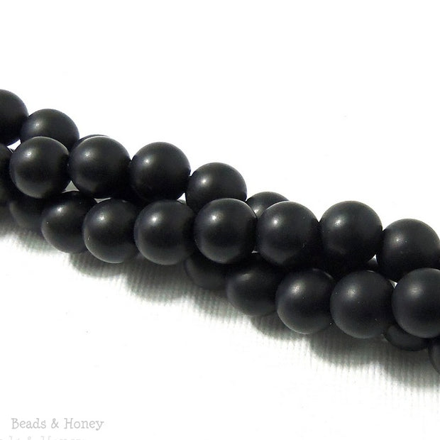 Dakota Stones Matte Black Onyx Large Hole Bead Round 8mm (8 Inch Strand) 