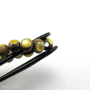 Robles Wood Bead with Gold Mother of Pearl Inlay Round 8mm (8 Inch Strand)