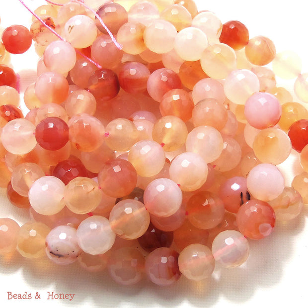 Peach Agate Round Faceted 10mm (Full Strand)
