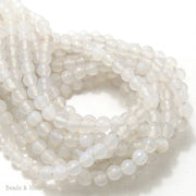 White Fired Agate Round Faceted 6mm (Full Strand)