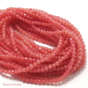 Agate Fired Salmon Pink Round Faceted 3mm (Full Strand)