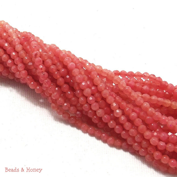 Agate Fired Salmon Pink Round Faceted 3mm (Full Strand)