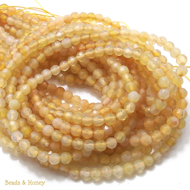 Agate Fired Yellow Round Faceted 4mm (Full Strand)