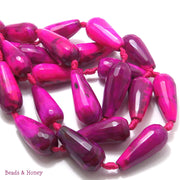 Agate Fired Pink and Purple Teardrop 5-13x22mm (5pcs)