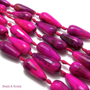 Agate Fired Pink and Purple Teardrop 5-13x22mm (5pcs)