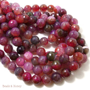 Raspberry Fired Crackle Agate Round Faceted 10mm (Full Strand)