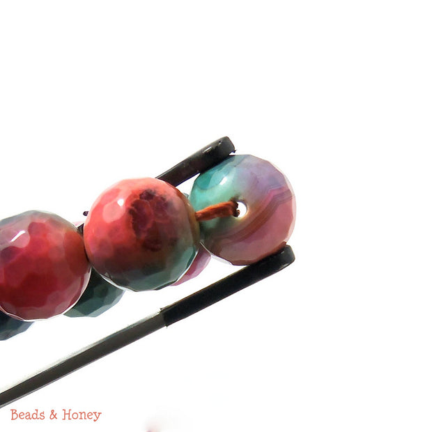 Peach Pink Rainbow Fired Agate Round Faceted 12mm (Half Strand)