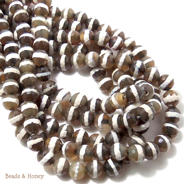 Brown Striped Agate Round Faceted 8mm (Full Strand)