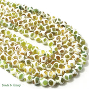 Yellow-Green Agate with Turtleback Pattern Round Faceted 8mm (Full Strand)