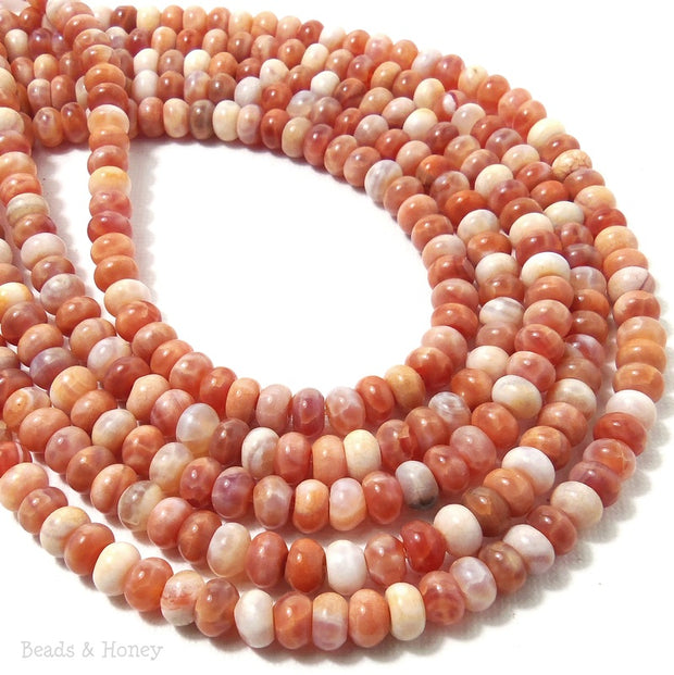Fire Crackle Agate Red Orange Rondelle Smooth 6mm (Full Strand)