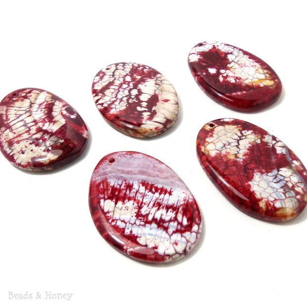 Brick Red Fired Crackle Agate Oval Focal Bead 40x50mm (1pc)