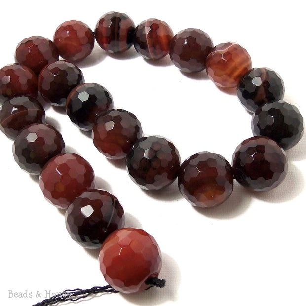 Brown Black Banded Agate Round Faceted 20mm (Half Strand)