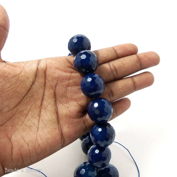 Blue Agate Round Faceted 20mm (Half Strand)