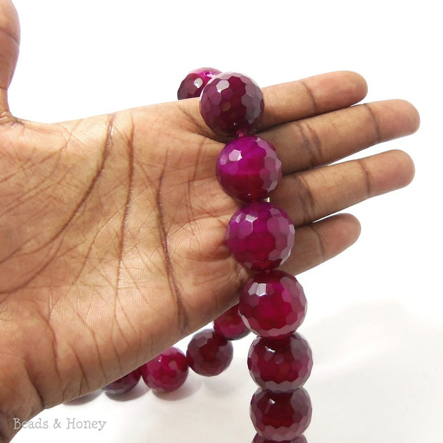 Magenta Agate Round Faceted 20mm (Half Strand)