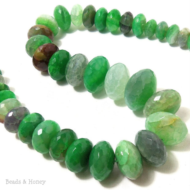 Green Fired Agate Graduated Rondelle Faceted 10-20mm (Full Strand)
