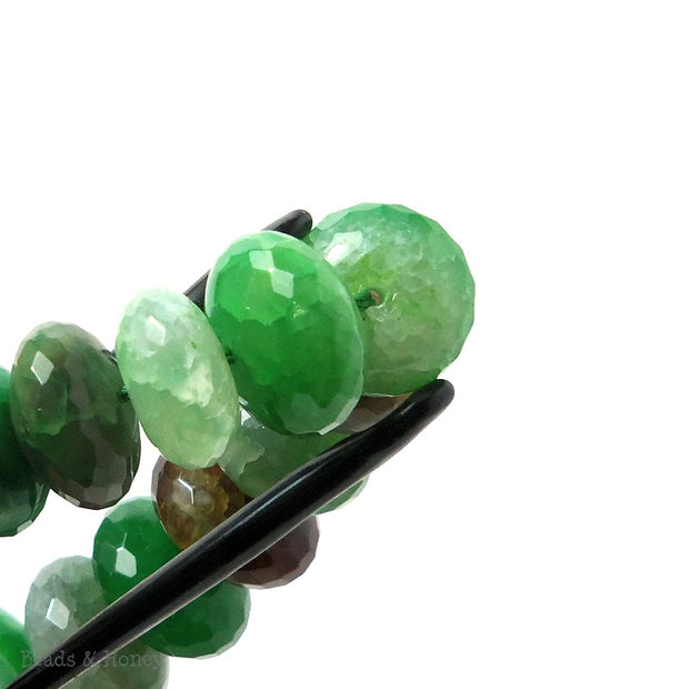 Green Fired Agate Graduated Rondelle Faceted 10-20mm (Full Strand)
