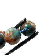 Teal Brown and White Fired Agate Round Faceted 16mm (Half Strand)