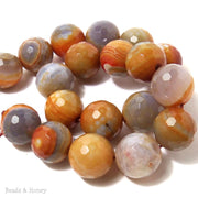 Orange and Blue Fired Agate Round Faceted 18mm (Half Strand)