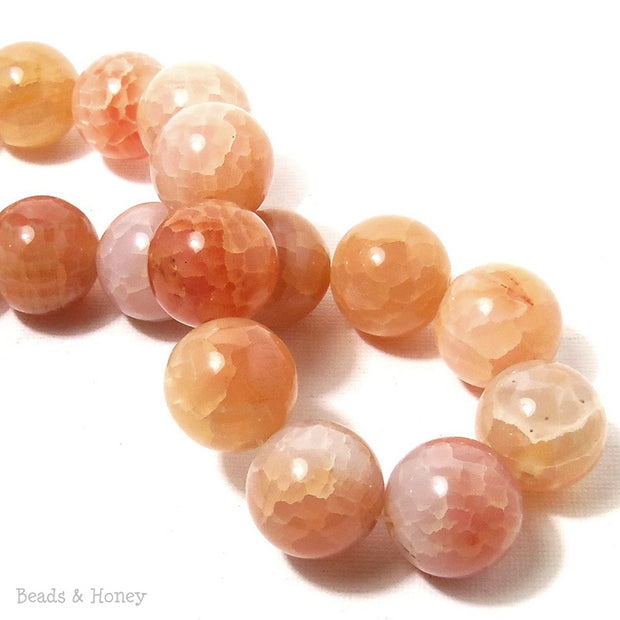 Peach Fire Crackle Agate Round Smooth 18mm (Half Strand)