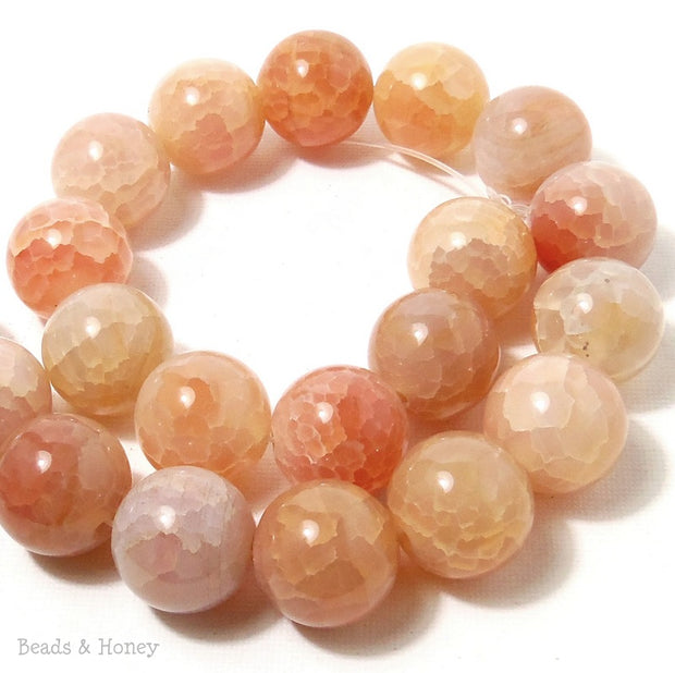 Peach Fire Crackle Agate Round Smooth 18mm (Half Strand)