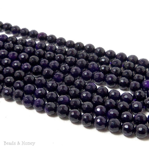Dark Purple Fired Agate Round Faceted 6mm (Full Strand)