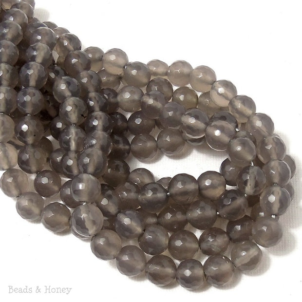 Gray Agate Round Faceted 8mm (Full Strand)